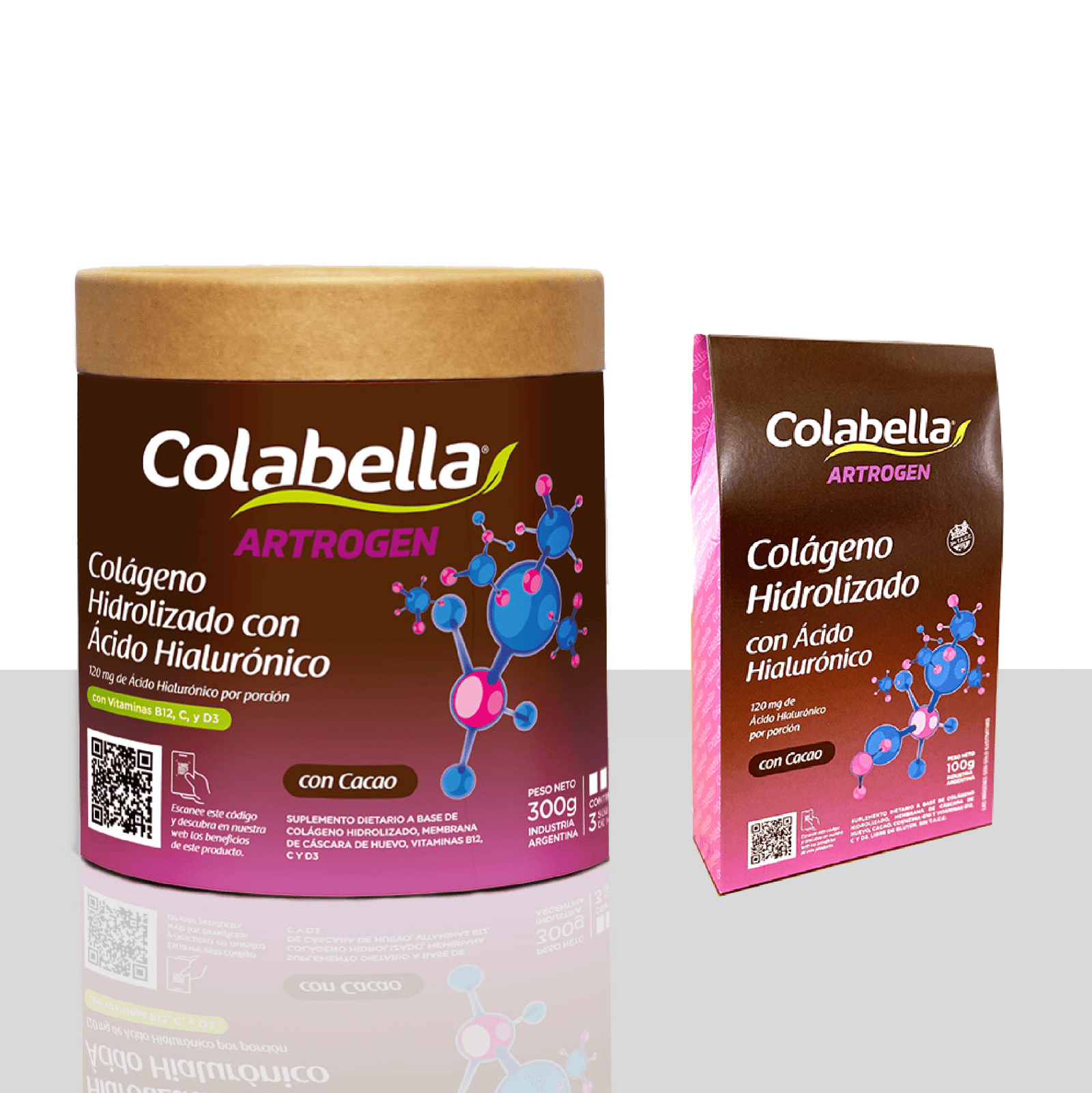 Presentación en pote Colágeno con Ácido Hialurónico sabor cacao